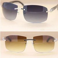 Brand Sunglasses Rimless Black Buffalo Horn 4189705 Big Fram...