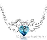 Luxus Klassische Engelsflügel Liebe Herz Halskette Mode Hochzeitsfest Schmuck Halsketten Für Frauen Mädchen Liebhaber als Geschenk