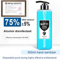 500ml maison Pary Portable Désinfectant pour les mains Gel Anti-bactéries hydratant liquide à usage unique No Clean Hand Gel sans eau antibactérien