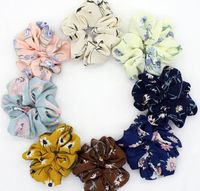 100PC / Lot la nueva manera de las mujeres de la impresión floral Satin Hair Tie Ponytail Holder Accesorios cintas para el pelo de la gasa de Scrunchies hembra