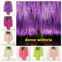 110 centímetros densa glicínias rattan flor artificial de seda videira elegante Videira de glicínia de jardim de casamento festas em casa decoração