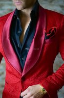 Red Embossing smoking noivo homens de casamento ternos dos homens ternos de casamento smoking trajes de fumar pour hommes homens (Jacket + Pants + Tie) 014