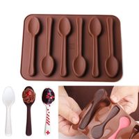 Bakeware Silicone 6 furos Colher Forma Chocolate moldes de silicone DIY Cake Decoration Moldes Jelly Ice Baking Mould