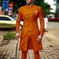 Bridalaffair casamento indiano desgaste casual homem blazer homens laranja terno fino ternos de casamento (jaqueta + calças) ternos para homens noivo smoking