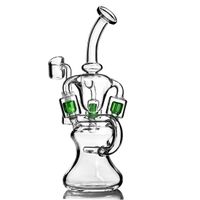 Bong Green blue Water pipe thick glass bubbler recycler dab ...