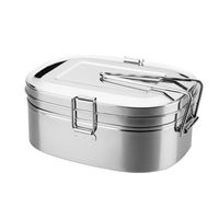 Stainless Steel Lunch Box Student Lunch Box Double Layer Lar...