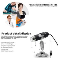 1000X 8 LED USB Magnification Endoscope Digital Microscope Mini Camera with OTG Adapter and Metal Stand