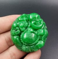 Natural jade dry green iron dragon Buddha pendant emerald jade pendant jade Buddha carving