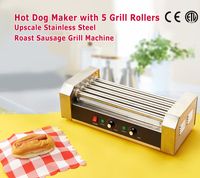 Elektrische Hot-Dog Grill Commerciële Hotdog Maker Warmer Cooker Grilling Machine zonder dekking 5-roller CE goedkeuring Gloednieuw