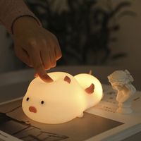 Silikonowy dotyk Piggy LED Night Light USB Akumulator Dzieci Dzieci Prezent Cartoon Lampa do łóżka sypialni Sypialnia
