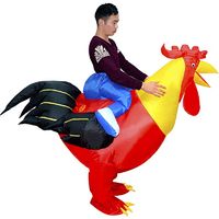 Adult Inflatable Costume Rooster Chicken Big Cock Blow up Funny Animal Party Dress Suit Mascot Costume Red