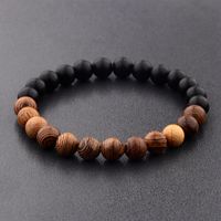 8mm New Natural Wood Beads strand Bracelets Men Black Ethinc...