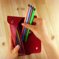 Çok Fonksiyonlu Kalem Çantası Dikdörtgen PU Deri Kalem Çanta Katlanabilir Çift Toka Kalemleri Vaka Yüksek Kalite