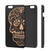 Skull Head Pattern Real Natural Bamboo Phone Cases Wood Mobile Case Covers Hard Plastic Back Cover For iPhone 11 12 13 pro max