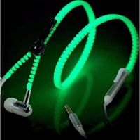 Glowing Zipper Headphones Luminous Headset Sport Earbuds Mus...