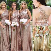 Rose Gold Sequin Plus Size Bruidsmeisjes Jurken 2020 A Line Long Girls Maid of Honor Formele Bruiloft Gast Junior Jurk