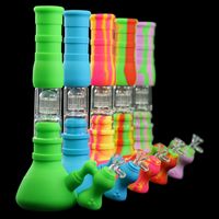 Smoking Glass Bongs silicone water pipe hookah Three-layer filtration beaker bong oil dab rig unbreakable wholesale