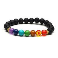 2 stilar 7 chakras pärlor 8mm svart lava stenpärlor armband diy aromaterapi eterisk olja parfym diffusor yoga smycken kvinnor