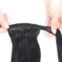 Avrupa Saç 100g 12-26 inç Doğal Renkli Klip Düz Horsetail Sihirli Wrap At Kuyruğu 100% Işlenmemiş Virgin İnsan Saç Uzantıları