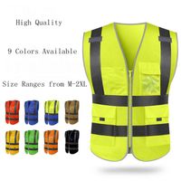 Security Reflective Vest Multi Pocket Safety Vests Fluorescent Worker Overalls High End Breathable Clothing 9 Designs OEM Available YW1952