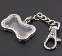 38MM Dog Bone Shape Floating DIY Locket Keychain Glass Memor...