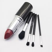 Set de pinceau 4pièce forme de rouge à lèvres Look In A Box Baic Brush Kit de cosmétique synthétique noir pour pinceau à lustre lustré avec support pour gros rouge à lèvres