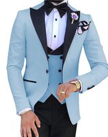 Dernières manteaux Designs Beige Hommes Stum Tuxedo Slim Fit 3 Pièce Groom Mariage Costumes pour hommes Custom Blazer Terno MasuClino