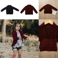 Baby Boy Girl Knitwear Camisola Ins Outono Manga Longa Criança Cardigan Cardigan Vinho Vermelho Casaco preto
