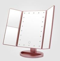 Fällbara förstoringsspeglar 3x / 2x / 1x Bordsbordspeglar Makeup LED Vanity Mirror 3 Folding Justerbart kosmetiskt verktyg