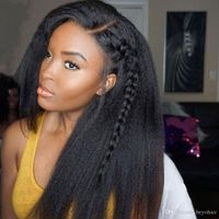 Malaysian Kinky Straight 360 Lace Frontal Wig Pre Plucked Wi...