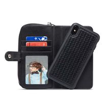 BRG portátil zipper carteira PU casos de couro tecidos para iphone xs max xr com 2 em 1 caixa magnética capa mulher iphonexs x 6s 6 7 8 plus