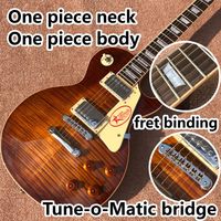 Jednoczęściowy sunburst szyi jednoczęściowy ludzki ciało elektryczna gitara, modernizowany most gitarowy Tune-o-Matic, gitara wzór tygrysa, kolor dymu