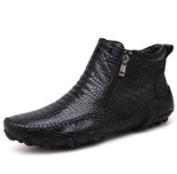 Дизайнер ретро обуви Крокодил Стиль Мужчины из натуральной кожи сапоги весна зима обувь водонепроницаемый снега сапоги Top обуви