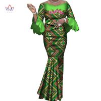 Kadınlar Bazin Elegany Afrika Giyim dashiki Çiçekler Geleneksel Afrika Giyim WY3824 için 2019 Moda Afrika Etek Setleri