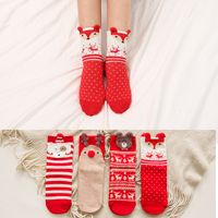 Winter Women Sock Casual Girl Sock Red Christmas Sock Cute C...