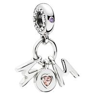 High Quality Authentic S925 Sterling Silver Perfect Mom Dangle CZ Charm Pendant Fit For Pandora Bracelet DIY Bead Charms