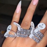 Eternity Promise Ring Finger 925 Sterling Silver CZ diamante noivado casamento banda anéis para mulheres Evening festa de jóias