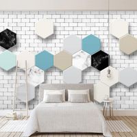 Dropship Özel Duvar Kağıdı 3D Geometrik Tuğla Desen Modern Soyut Yatak Odası Oturma Odası TV Arka Plan Duvar Dekor Photo Duvar Kağıdı