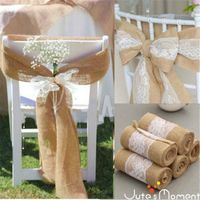 100 stks linnen kant stoel covers vintage romantische stoel sjerpen mooie mode bruiloft decoraties