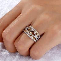 Exquisite &#039;8&#039; Shape Two-tone White Topaz CZ Ring Infinite Wedding Engagement Ring Women Jewelry Gifts 391