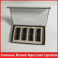 Batom fosco de maquiagem de lábios profissional definir 4 lábios de cor cosmético tubo preto 4 pcs / kit de alta qualidade