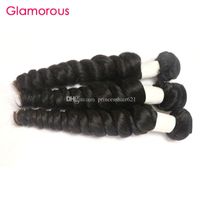 Glamorous Top Quality Virgin Human Hair Brazilian Deep Loose Wave Hair Weft 3 Bundles 8-34Inch Full Cuticle 100% Human Hair Extensions 100g