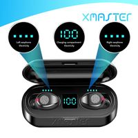 2000mAh Cep Telefonu Güç xmaster ile F9 Bluetooth Mini Kulaklık Dokunmatik Kontrol Tasarım Kulaklık Spor Su geçirmez TWS Kulaklık LED Ekran