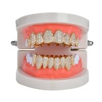 New Hip Hop Teeth Tooth Grillz Copper Zircon Crystal Teeth G...