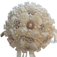 Seta Bridal Bridal Bouquet di perle di perle cristalli in rilievo di lusso di lusso festa di nozze bouquet bouquets rifornimenti all'ingrosso spedizione gratuita