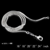 925 Sterling Silber Überzogene Kastenkette Halsketten Frauen Männer 1.4mm 2mm Kette Medaillon Statement Kragen Charme Schmuck Zubehör Hochzeit Geschenk