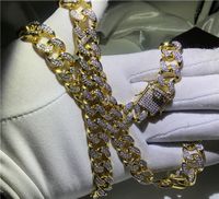 Catena calda di promozione di vendita 2016 hip-hop completamente ghiacciata placcata oro della catena a maglie di Miami di nuovo arrivo Trasporto libero