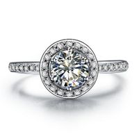 1CT T марка на заказ 925 Silver Nscd Синтетический алмаз обручальное кольцо женщина ювелирных изделий стерлингового серебра 18K Белый Позолоченные Роскошные ювелирные изделия