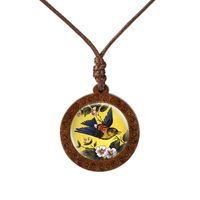 New Design Humming Bird With Flowers Pattern Glass Dome Cabochon Necklace Hot Sale Charms Pendant Hand Craft Jewelry