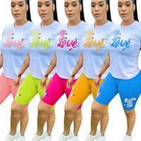 Bayan Spor Şort Kıyafetler 2 Parça Set Tshirt + Şort Eşofman Rahat Spor Suit Yeni Sıcak Satış Yaz Kadın Giysileri KLW4027